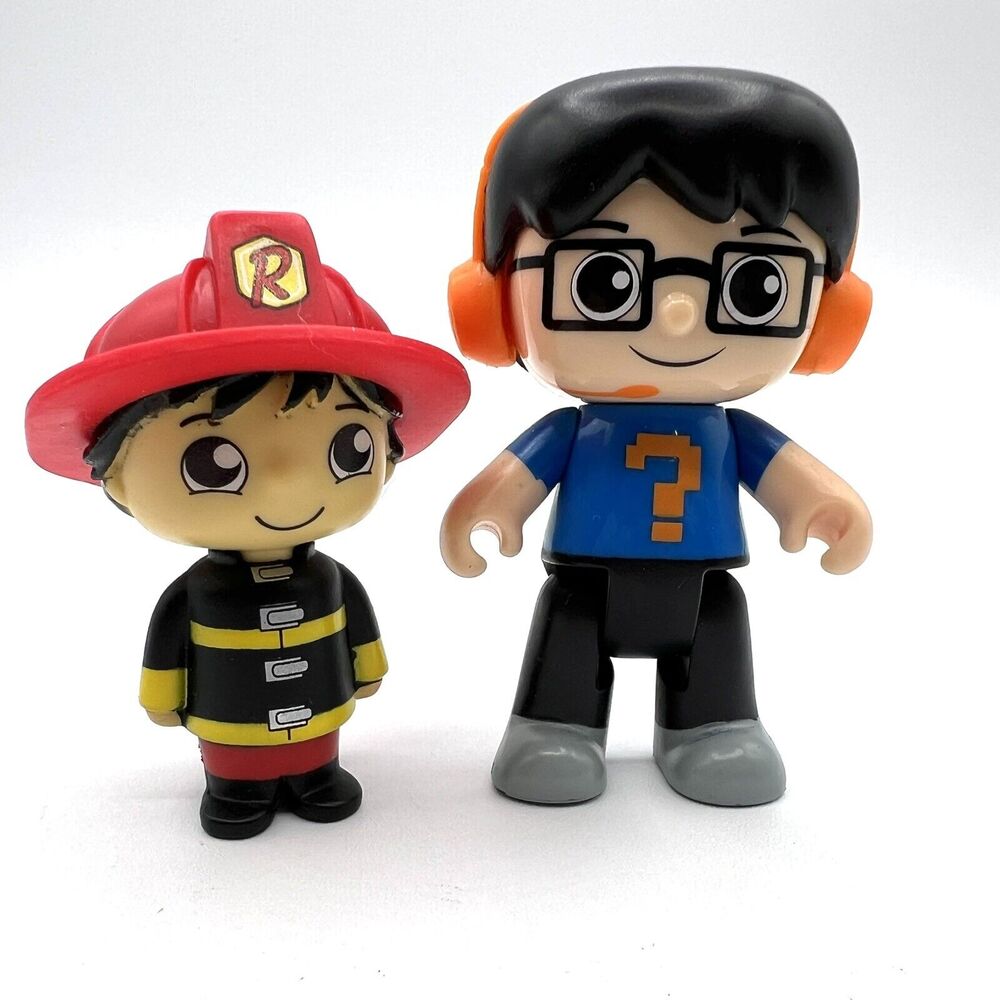 Ryan's World Plastic Figurine Toys- Gamer & Fireman Excellent Condition